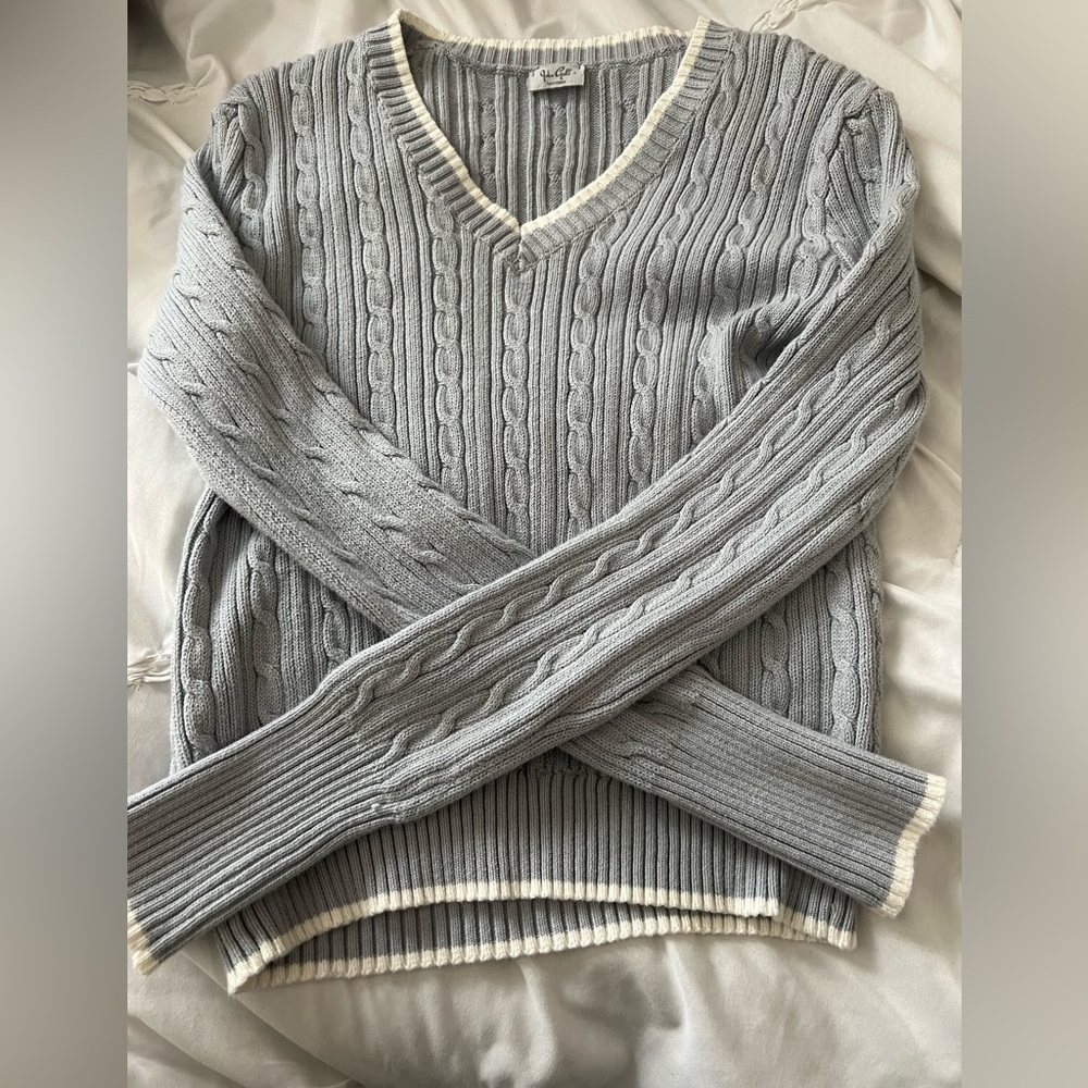 Brandy Melville John Galt Light Blue Cable Stitch Sweater